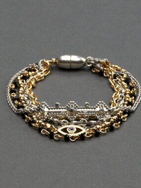 LUCKY BRAND Pave Evil Eye Beaded Layer Bracelet New w/Tags